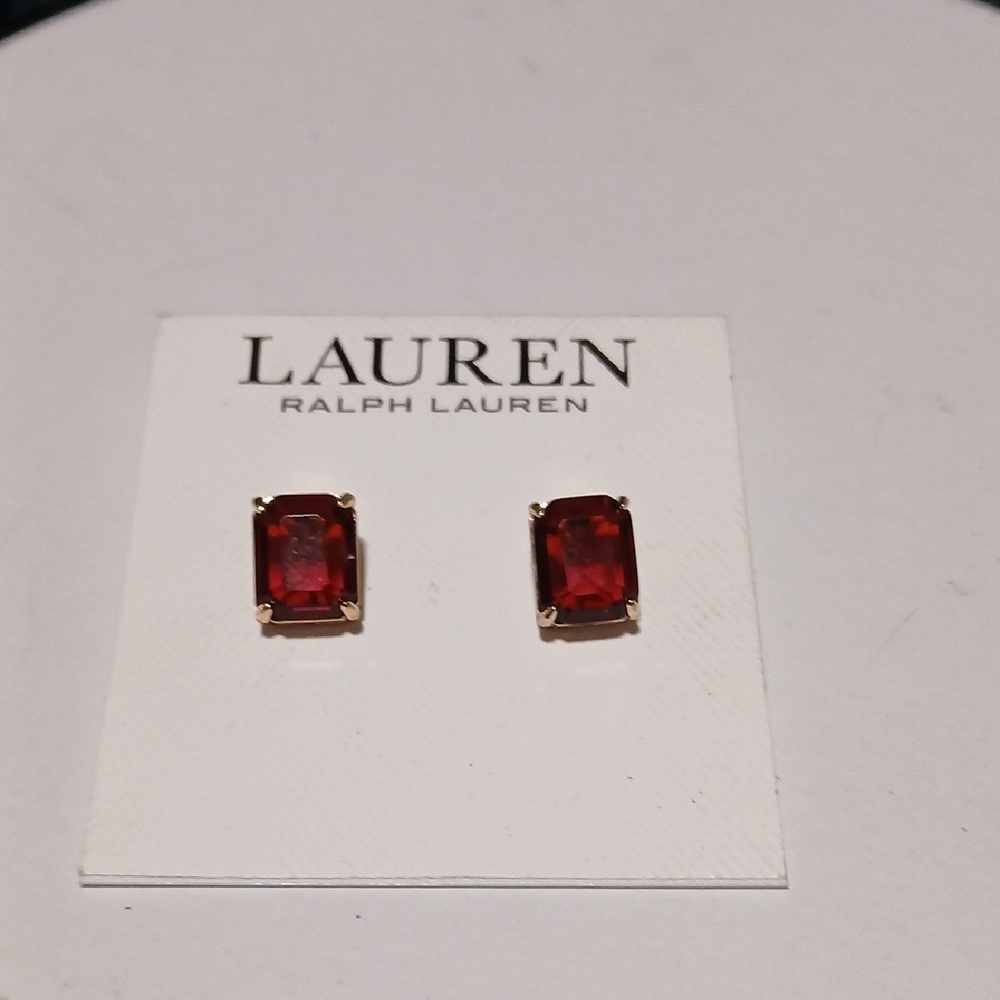 Sold Lauren Ralph Lauren Ruby Red Earrings